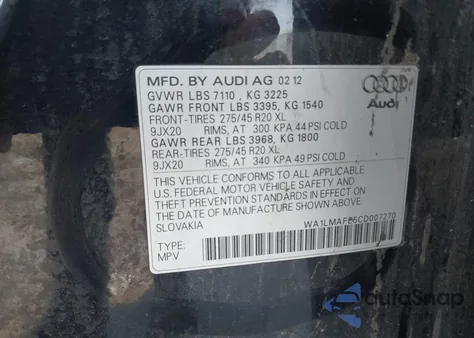 2012 Audi Q7 3.0 Tdi Premium z USA, uszkodzony, nr VIN WA1LMAFE5CD007270